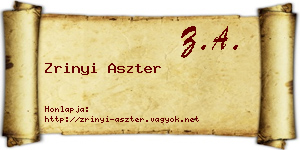 Zrinyi Aszter névjegykártya